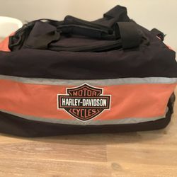 Harley Davidson Motorcycles Duffle Weekend Gym Nylon Bag Black Orange