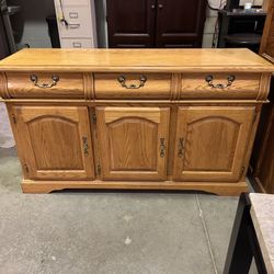 Solid Wood Entertainment Center W/ Display Shelves