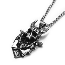 "Nightclub bar hip-hop rock trendy warrior skull stainless steel necklace, BL210
 
 Thumbnail