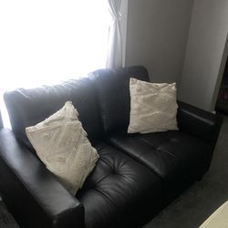 Dark Brown/Black Faux Leather Couch