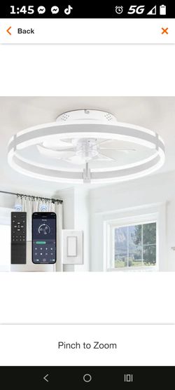 20 in. White Indoor Dimmable LED Fandelier Modern Flush Mount 6-speed Low Profile Ceiling Fan with Lights and Remote