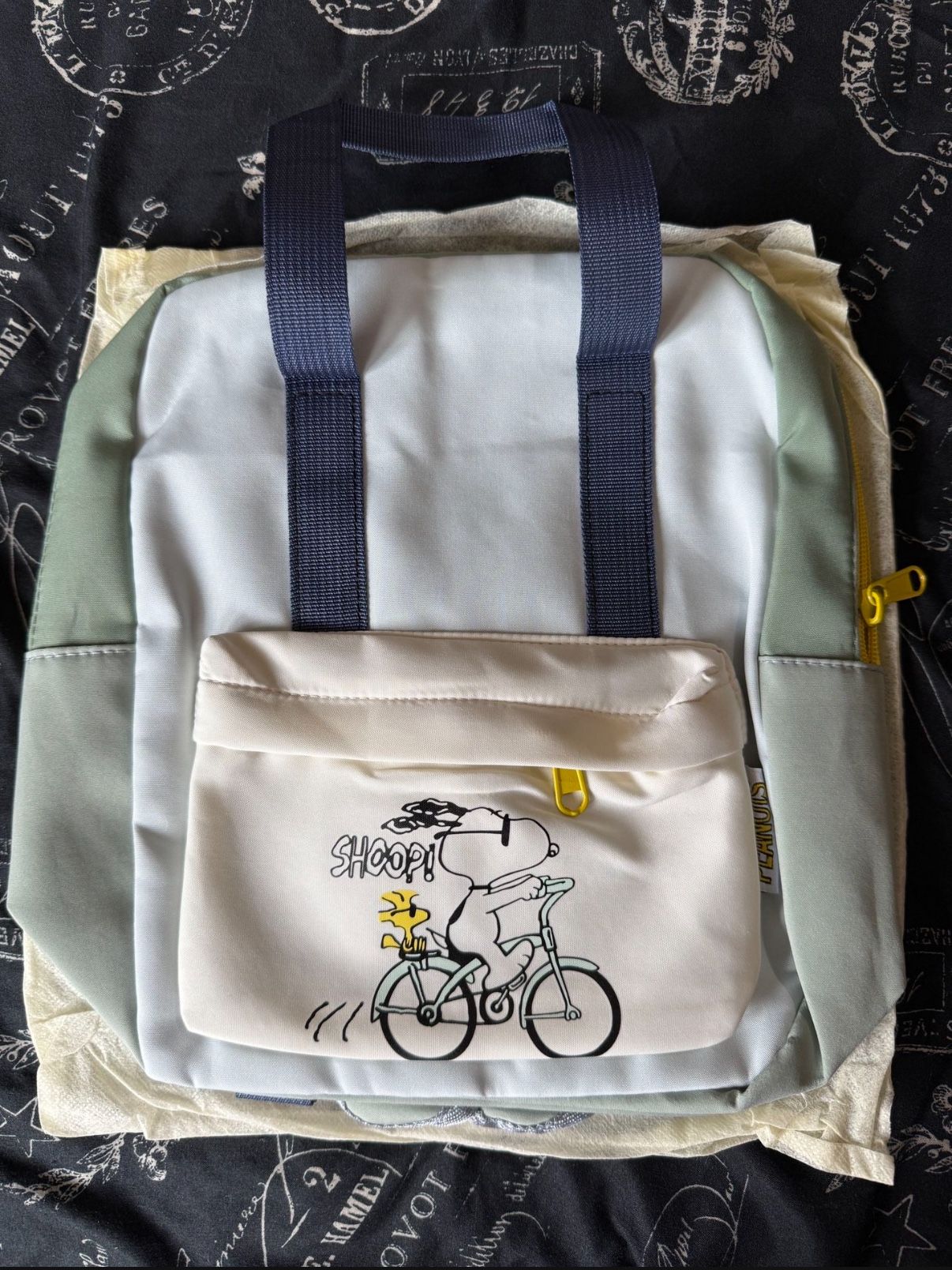 Snoopy Cartoon - Bicycle - Multi Color Small Backpack