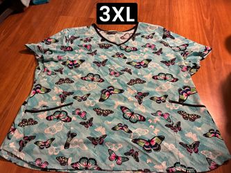 Plus Size Butterfly Scrub Top