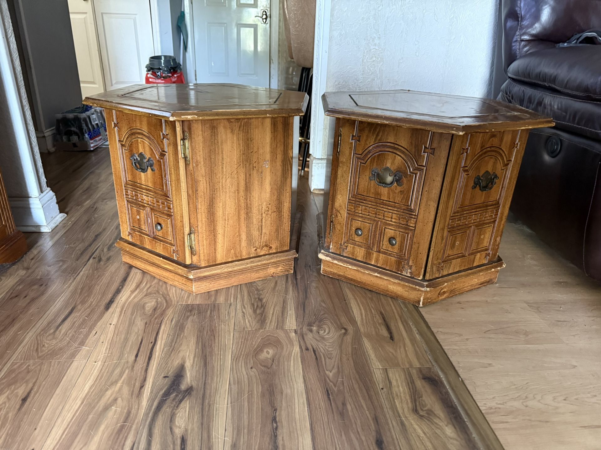 Vintage Wooden Hexagon End Tables 2