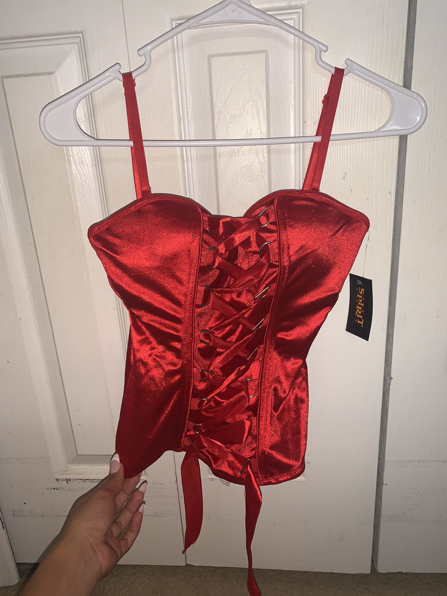 Red Silk Corset Top