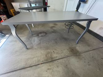 Gray IKEA Dining Table with Curved Legs