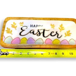 ‘Happy Easter’ Wood Rectangle Bowl Decoration 