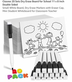 Ctosree 20-Pack Mini Dry Erase Whiteboards with Markers
