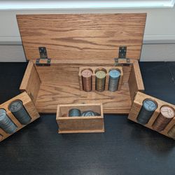 Vintage Metal Eagle Poker Chips Set 