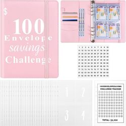 100 Envelopes Money Saving Challenge - fun ways to save 5,050 cash envelope challange - pink