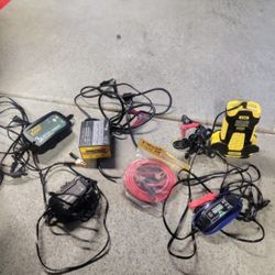 Five Trickle Chargers With Set Of Jumper Cables 6 Ft Everything For $80 Firm