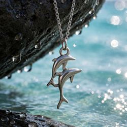 Unique twin dolphin necklace