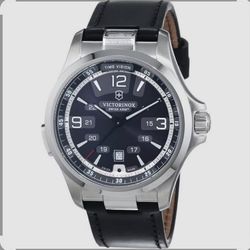 Victorinox Night Vision Black Dial Leather Strap Men's Watch