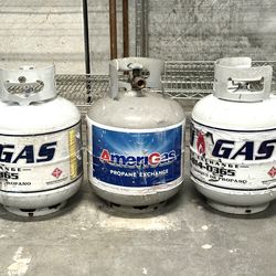 3 Standard Propane Gas Tanks Empty – Ready for Refill