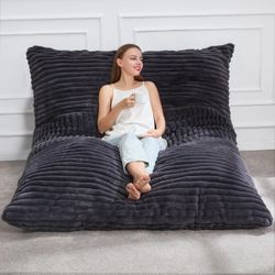 3-in1- Giant Bean Bag Chair Cushion Mattress Black