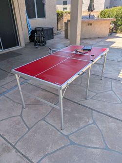 Mid-Size Portable Folding Ping Pong Table Set (Red) - Excellent Condition!