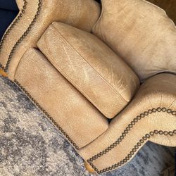 Oversized Leather Armchair Color Camel (L44"D38"H21") 