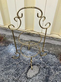 Vintage Gold Metal Plant Stand
