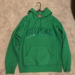 Supreme Hoodie Patent Chenille Arc Logo Large Green