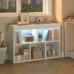  5-Cube Reversible Toy Storage Organizer LED Kid's Shelf Multipurpose Bookcase, Gray
