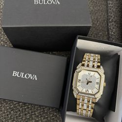 Bulova Watch 98A295 with 18K gold plated chain