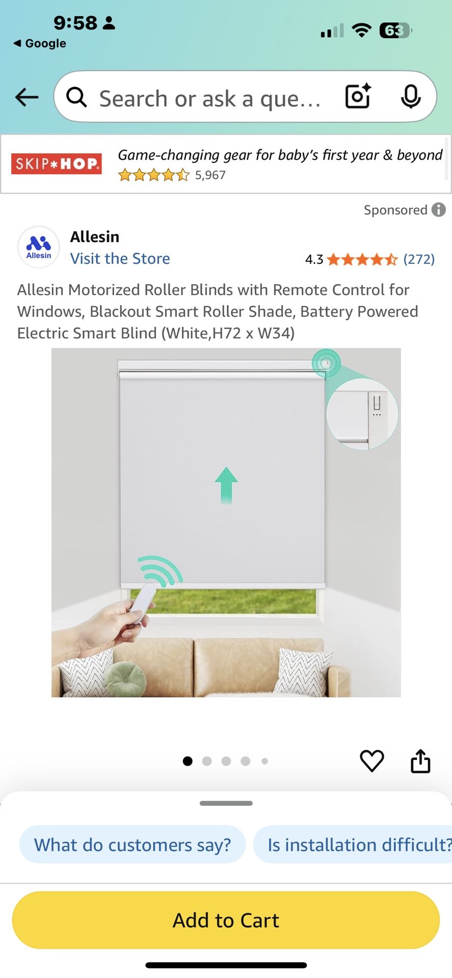 Allesin Battery Motorized Blackout Shades