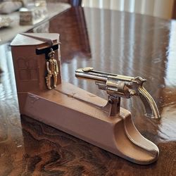 Vintage Astro Wild West Cowboy Gun Shooting Mechanical Coin Bank Detroit Michigan / Antique / Collectible / Collector / Rare / Unique / Man Cave / Toy