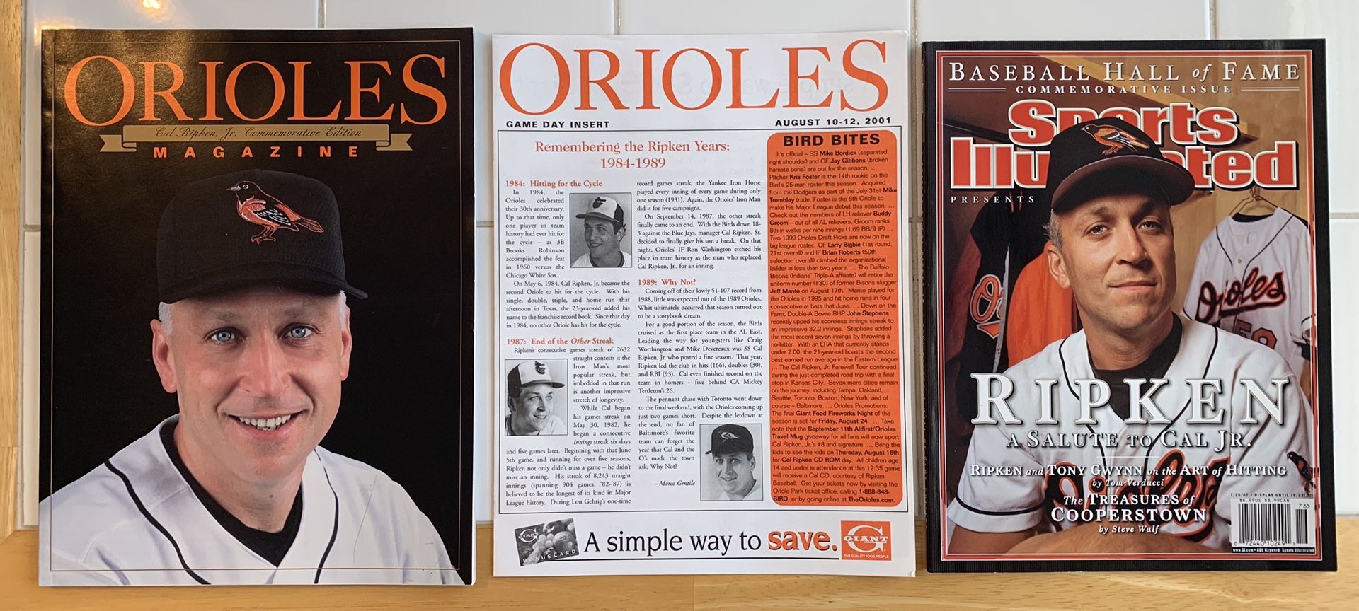 Two Cal Ripken Jr. Magazines and Game Day Insert