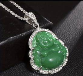 Jade Style Buddha Pendant And Chain
