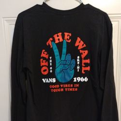 ✌️ Vans Off The Wall Good Vibes Shirt Medium Preowned 