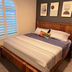 Eastern King Bed Frame - Vintage Barn Wood
