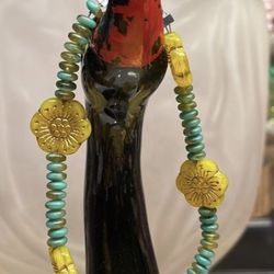 ADORABLE CZECH GLASS ARTISAN MADE ANKLE BRACELET GORGEOUS NEW 