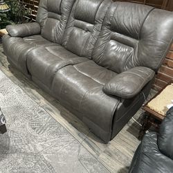 Leather Power Recliner With USB Ports