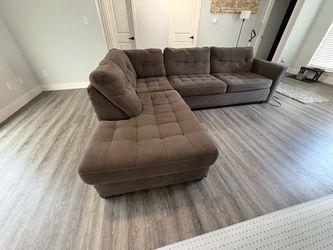 Gray Tufted Microfiber Sectional Sofa