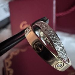 Cartier 2 Tone Diamond 18kt Love Ring 