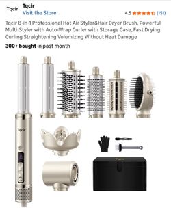 Tqcir 8-in-1 Hot Air Styler Hair Dryer Brush