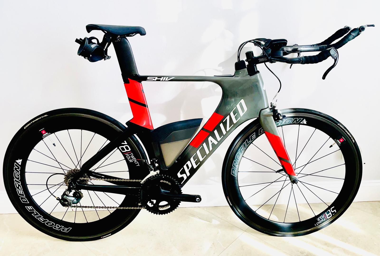 Large 56cm 2017-2018 Specialized Shiv Sport TT Full Carbon Tri Triathlon Bike Carbon Wheelset Profile Design 