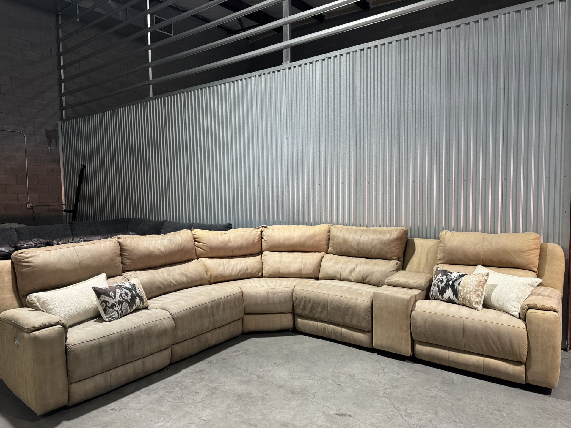 Free Delivery* Like New Large Beige Sectional Sofa with Recliners!