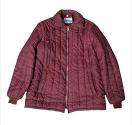 Vintage 70s Sears Work Leisure Burgundy Nylon Quilted Puffer Jacket W 2 Pocket Men's L Tall (42-44)