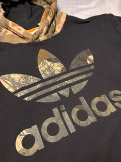 Adidas Black Hoodie with Camouflage Hood and Logo - Size XL