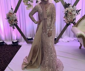 Blush pink dress with side skirt 