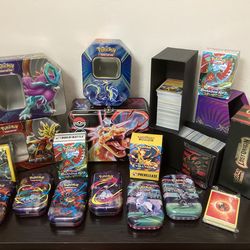 Pokémon Card Bundle– Hundreds of Bulk Cards + Collector Tins, Mini Tins & Accessories