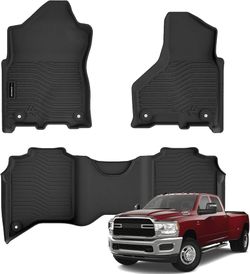 All Weather Floor Mats for 2019-2025 2026 Ram 2500/3500 Crew Cab High Wall,All-Weather,All Season,Odorless,Anti Slip,Rain&Salt Resistant,TP