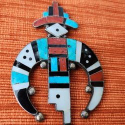 Vintage Navajo  Zuni Turquoise Brooch Pin