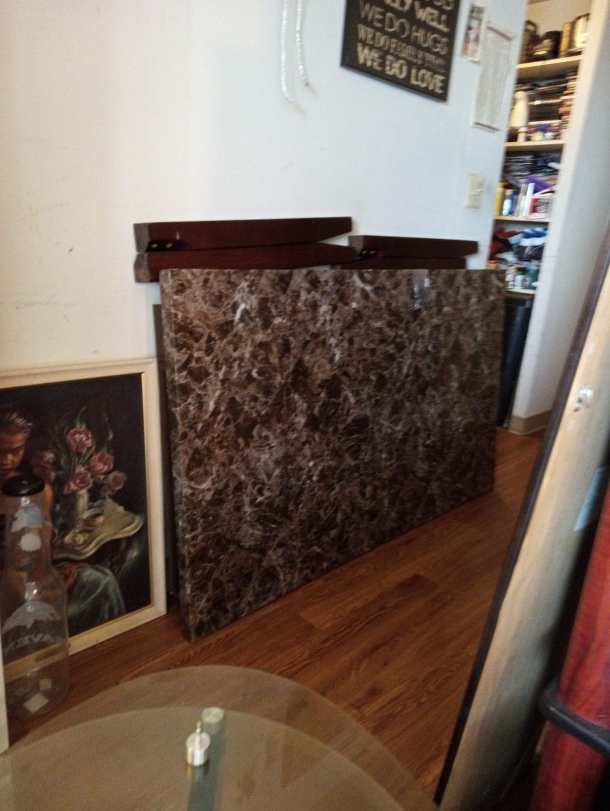 Very Nice Marble Top Table With The Dining Room No Chairs Solid Wood Maple Legs