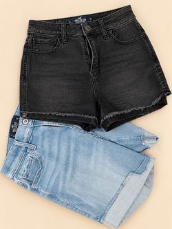 Hollister Denim Shorts Bundle – Black & Light Wash