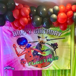 Ladybug Birthday Backdrop