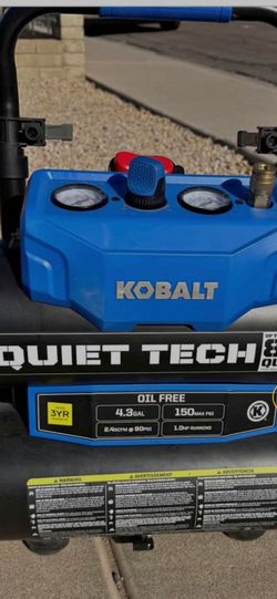 Kobalt Quiet Tech 4.3-Gallon Portable Electric 150 PSI Twin Stack Air Compressor