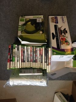 Xbox 360 w/ Kinect, headset and games