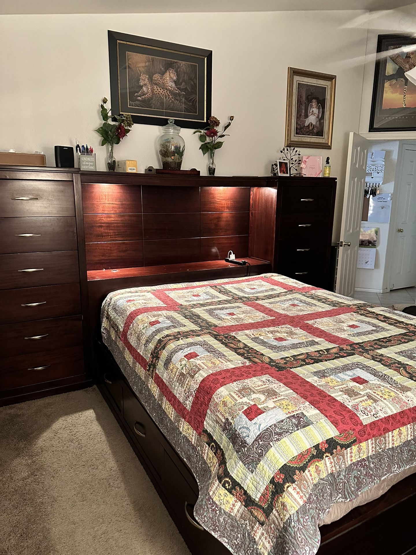 Full Storage Bed + Frame - 18 Drawers (Mattress Not Included)